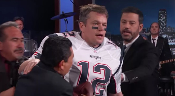 Matt Damon Crashes Jimmy Kimmel Live Dressed As Tom Brady